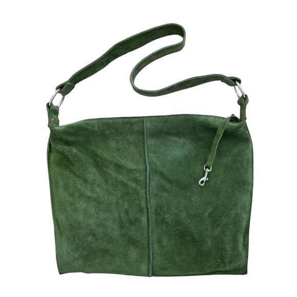Allison Burns Handbags - Allison Burns Los Angeles Green Suede Leather Messenger Crossbody Tote Bag